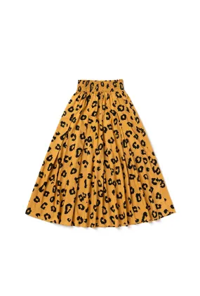 Smocked Waist MIDI Skirt - Cheetah