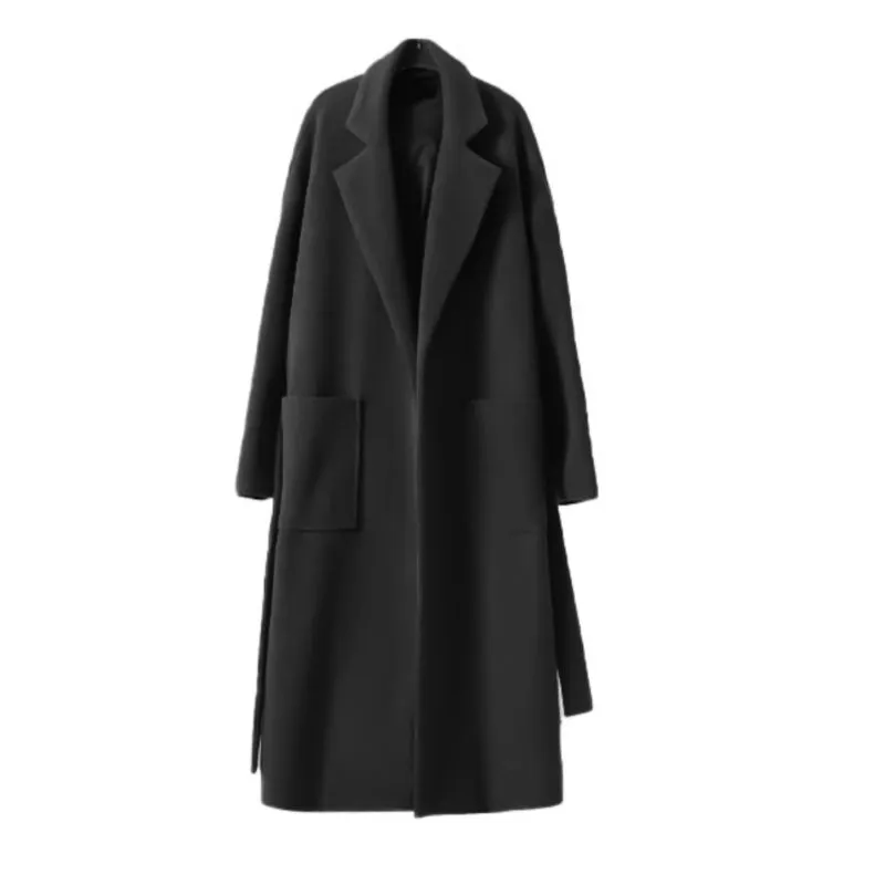 Solid Color Single-breasted Wool Mid-length Coat Above The Knee