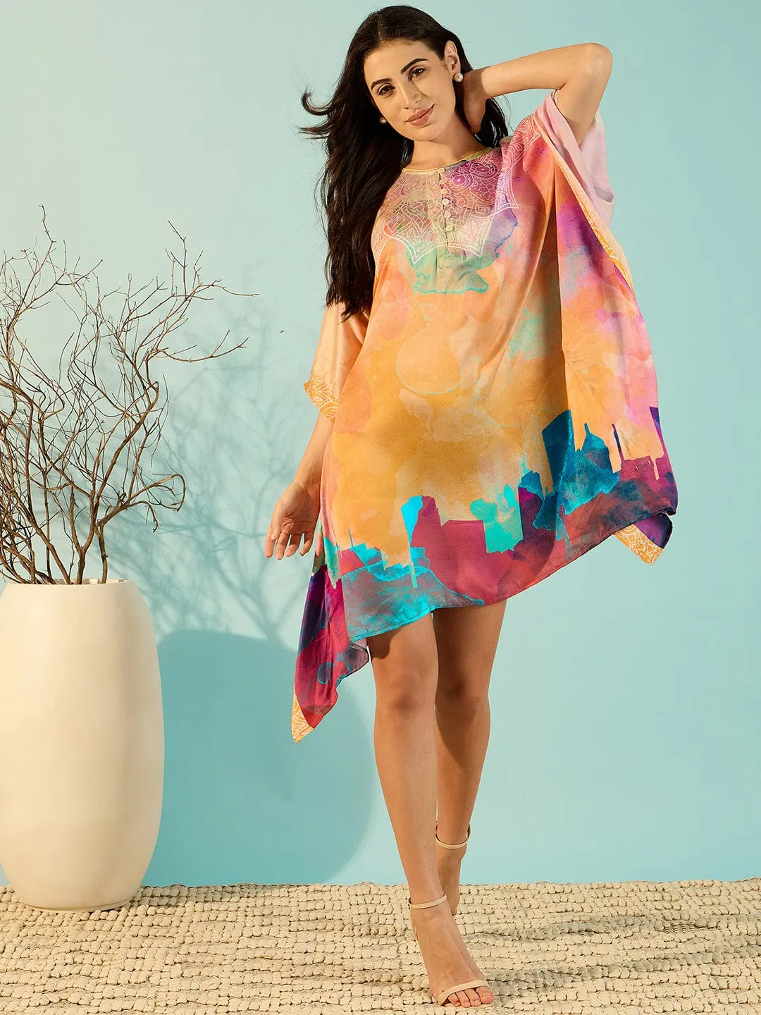 Splash of Colours Chic Satin Kaftan Dress For Women