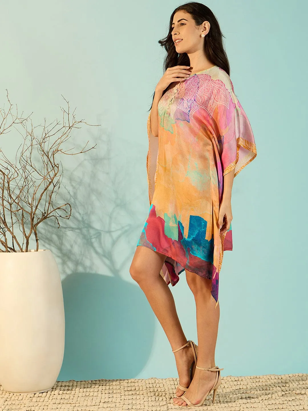 Splash of Colours Chic Satin Kaftan Dress For Women