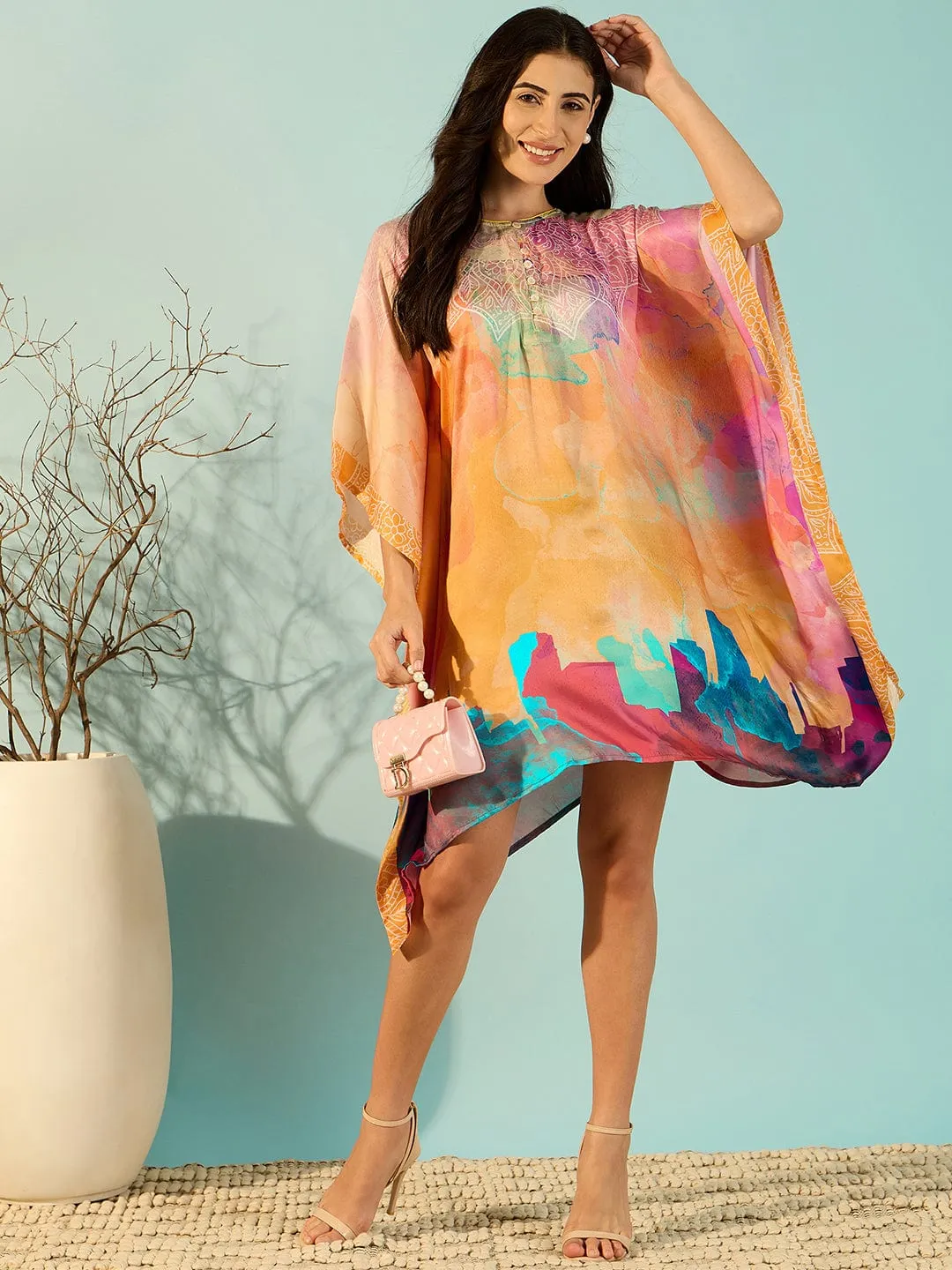 Splash of Colours Chic Satin Kaftan Dress For Women