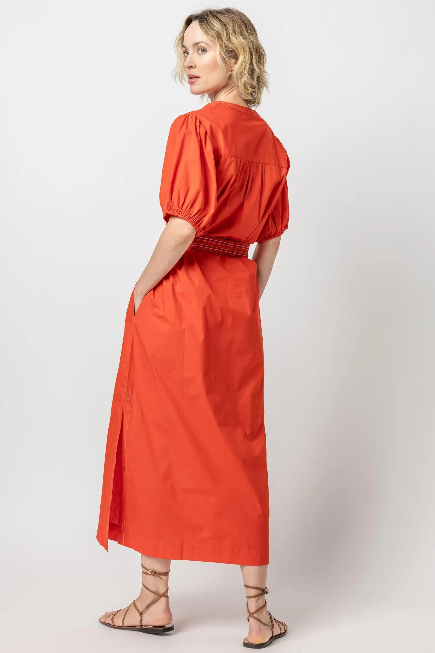 Split Neck Full Sleeve Maxi Dress