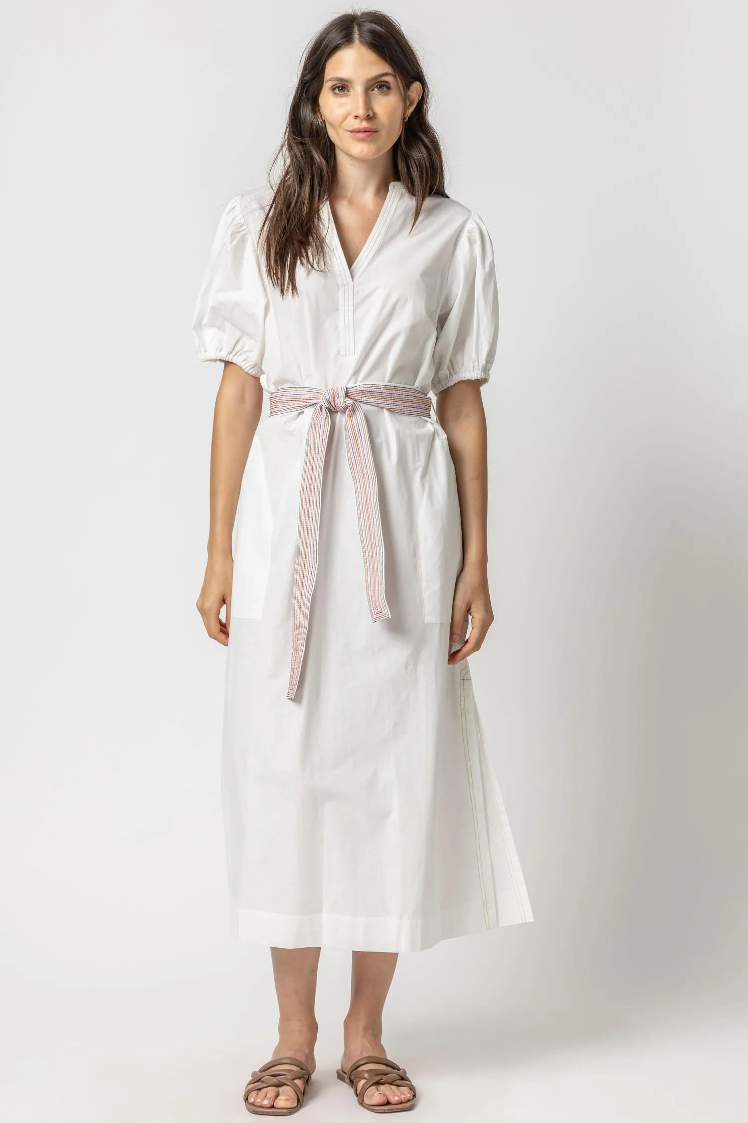 Split Neck Full Sleeve Maxi Dress