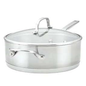 Stainless Steel 3-Ply Base 4.5-Quart Deep Sauté Pan with Helper Handle and Lid