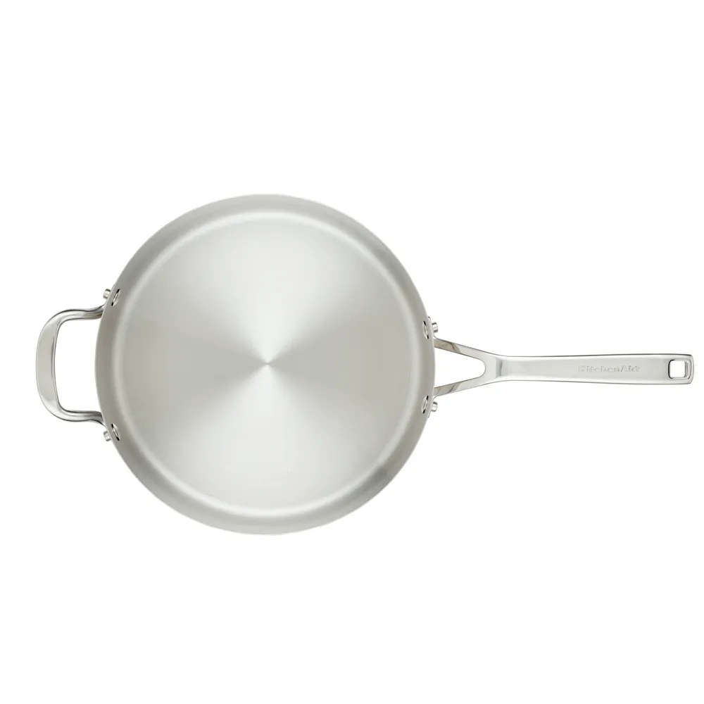 Stainless Steel 3-Ply Base 4.5-Quart Deep Sauté Pan with Helper Handle and Lid