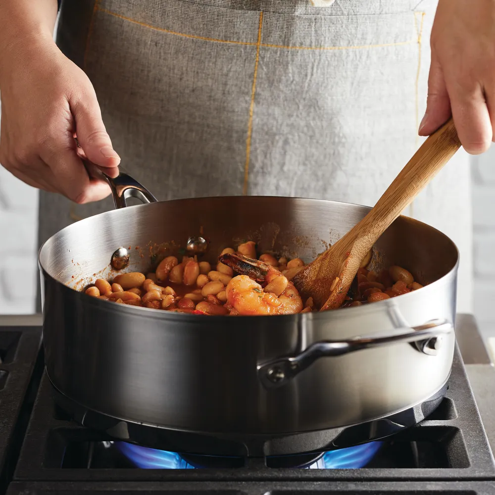 Stainless Steel 3-Ply Base 4.5-Quart Deep Sauté Pan with Helper Handle and Lid