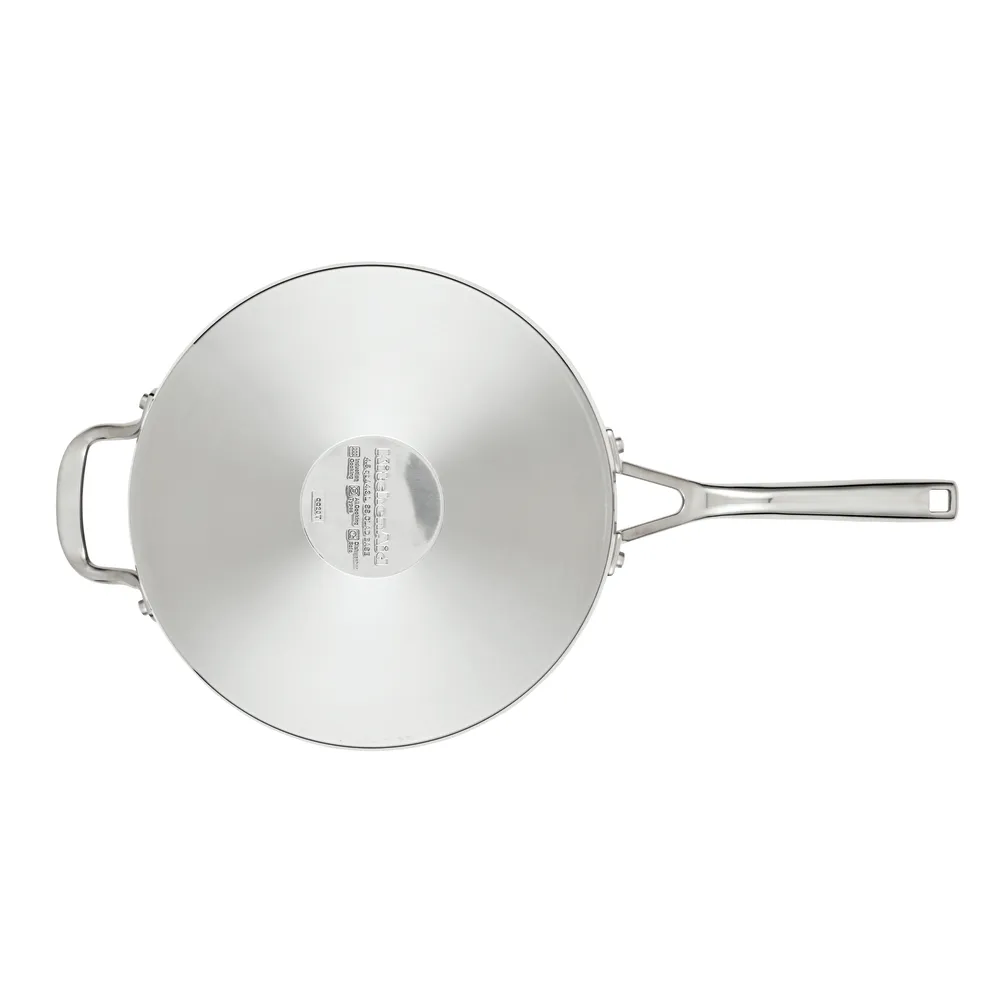 Stainless Steel 3-Ply Base 4.5-Quart Deep Sauté Pan with Helper Handle and Lid