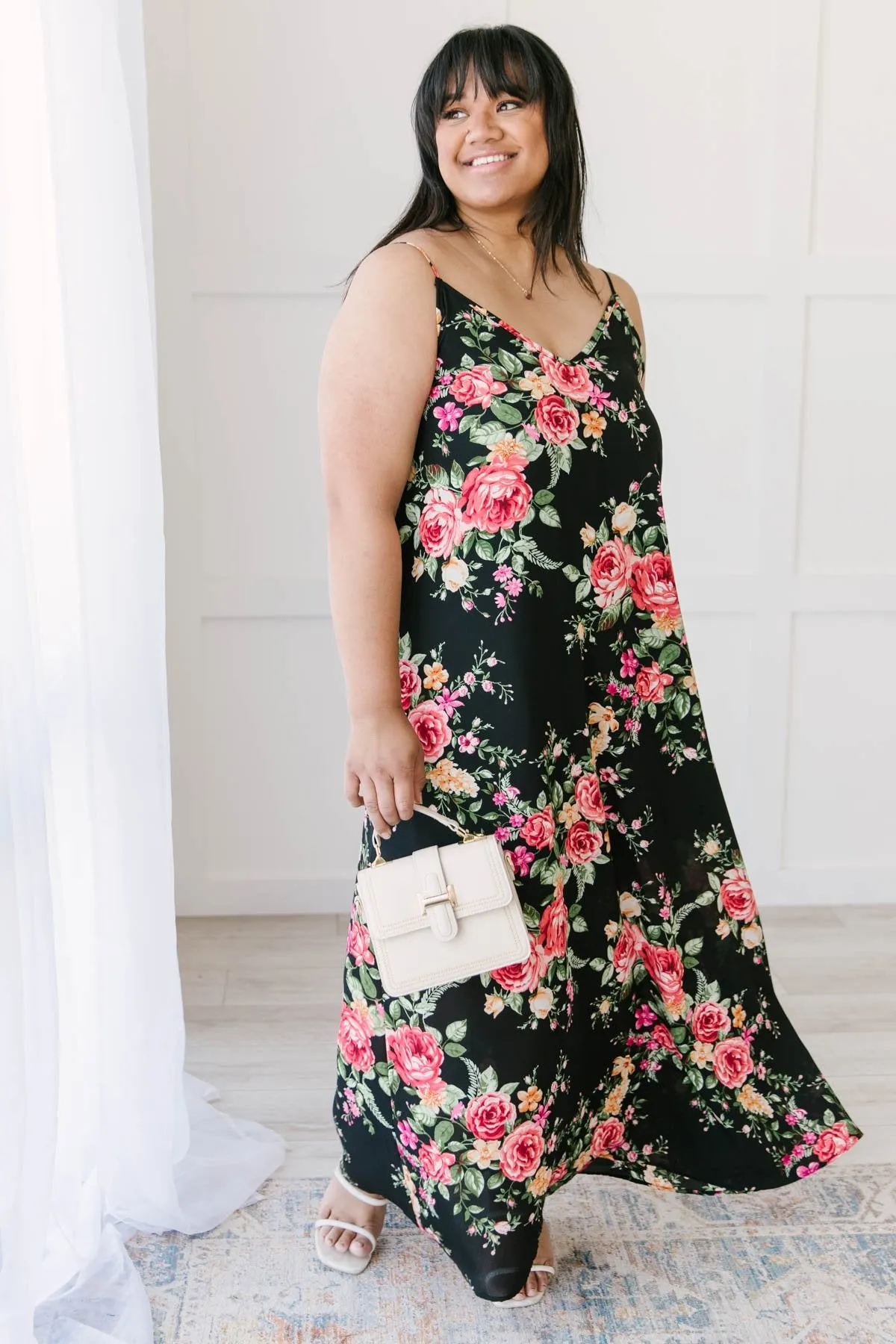 Stuck With Me Floral Maxi in Black