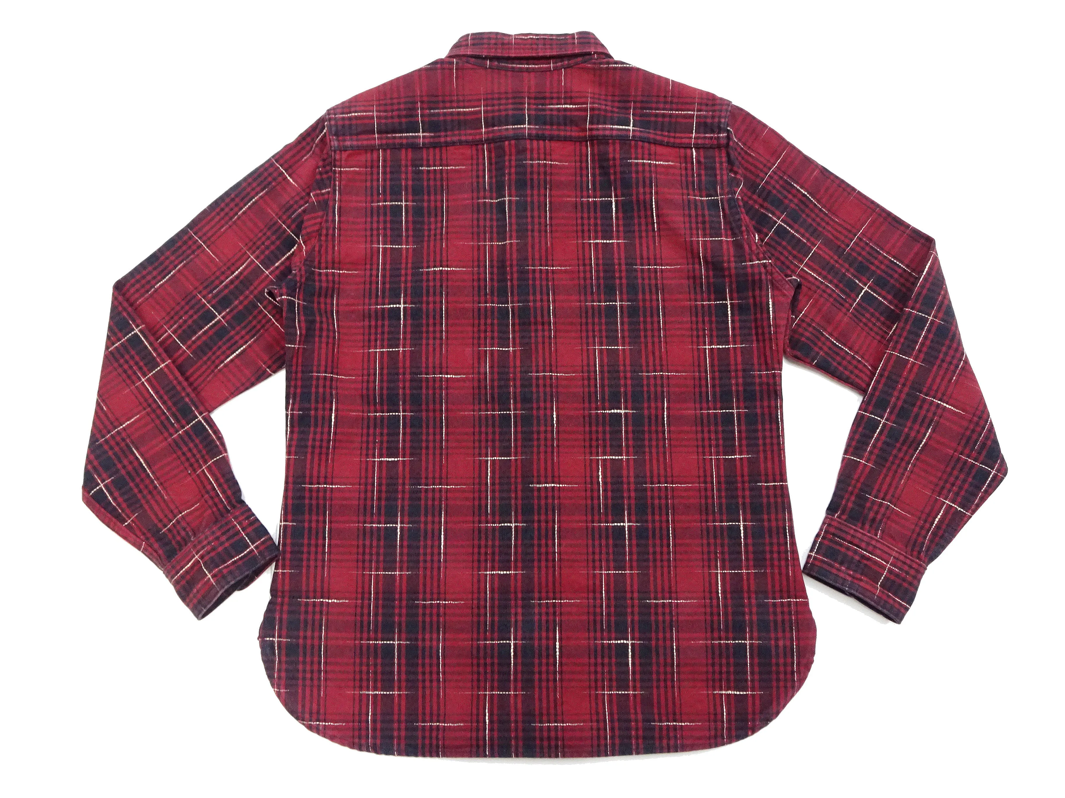 Studio D'artisan Kasuri Plaid Shirt Men's Heavyweight Long Sleeve Button Up Work Shirt 5698 Red