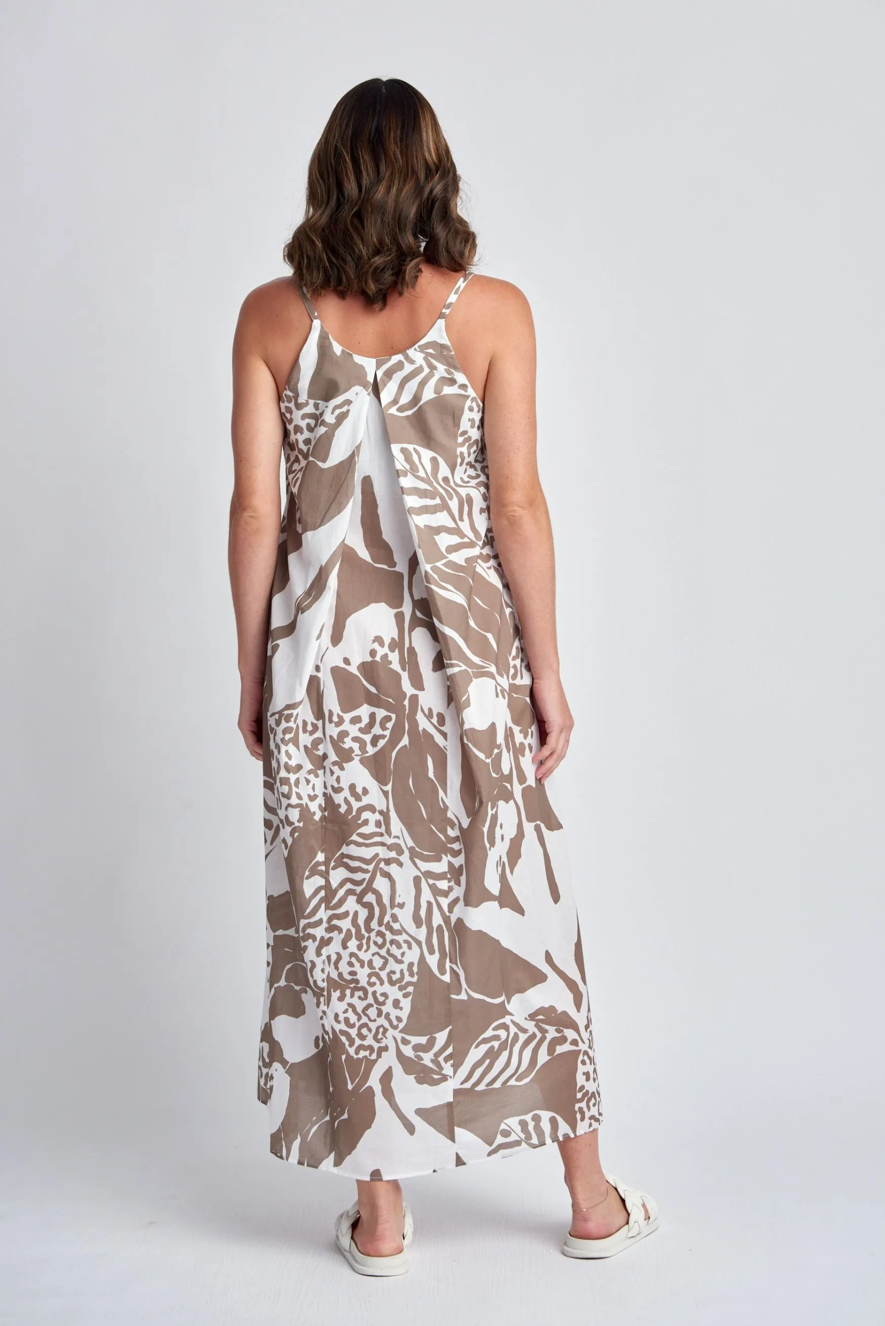 Summer Cotton Maxi Dress Twig Jungle Print