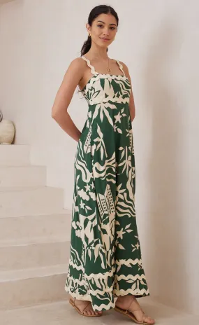 Summer Green/Natural Ric Rac Maxi Dress