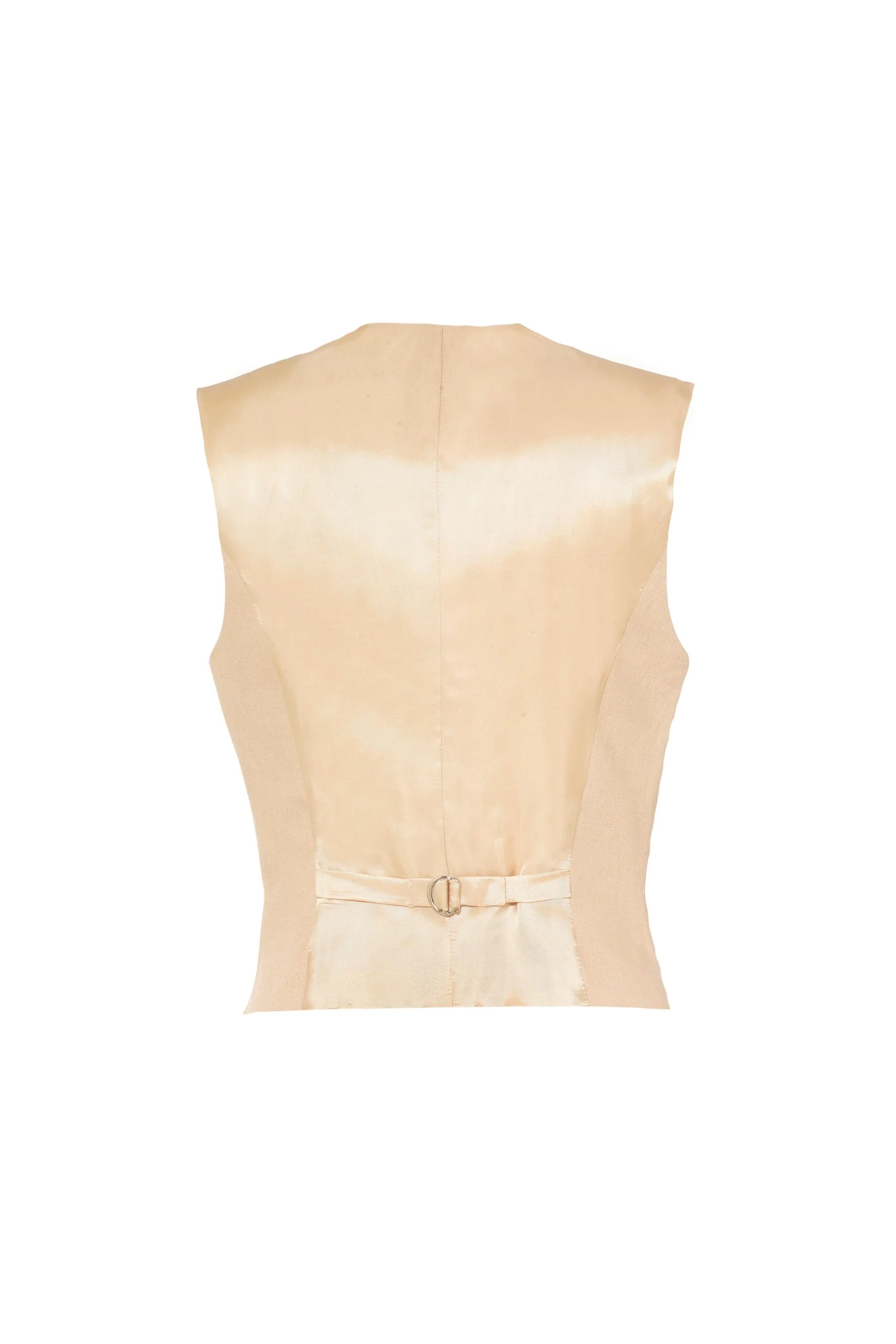 Tailored Waistcoat in Neutral Linen by Anna James