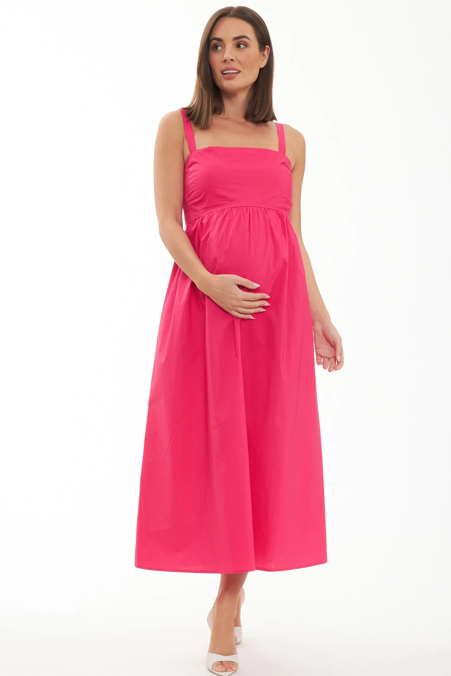 Tamara Tie Back Maternity Dress Hot Pink