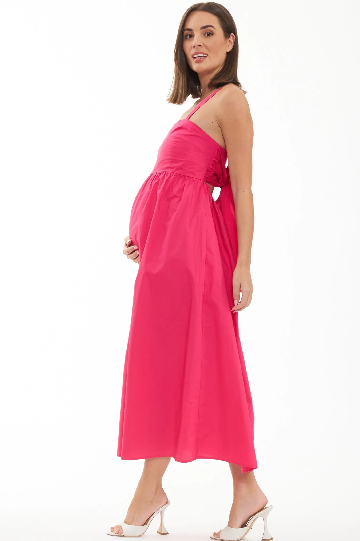 Tamara Tie Back Maternity Dress Hot Pink