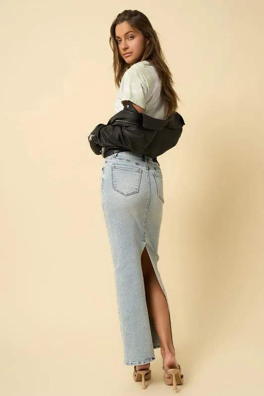 TEEK - LIGHT DENIM SUPER LONG MAXI SKIRT