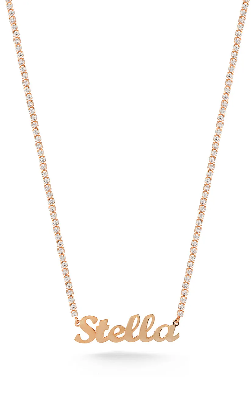 Tennis Script Name Necklace