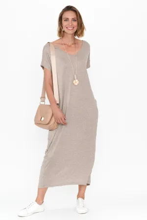 Travel Oat Crinkle Cotton Maxi Dress