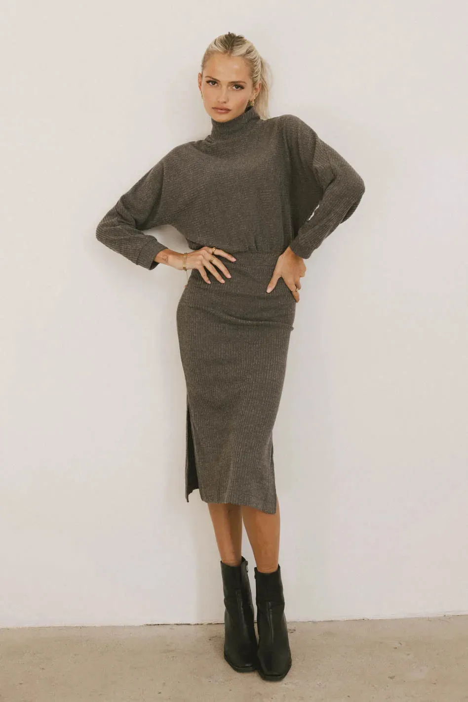 Ulrich Sweater Dress in Charcoal