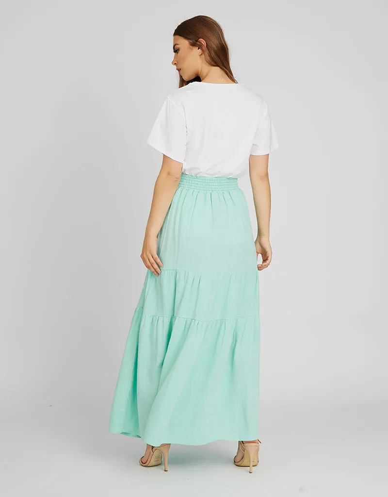 V Maxi Linen Skirt