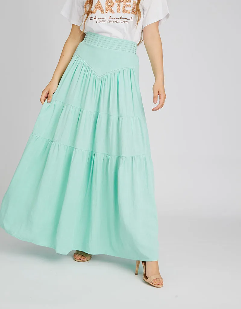 V Maxi Linen Skirt