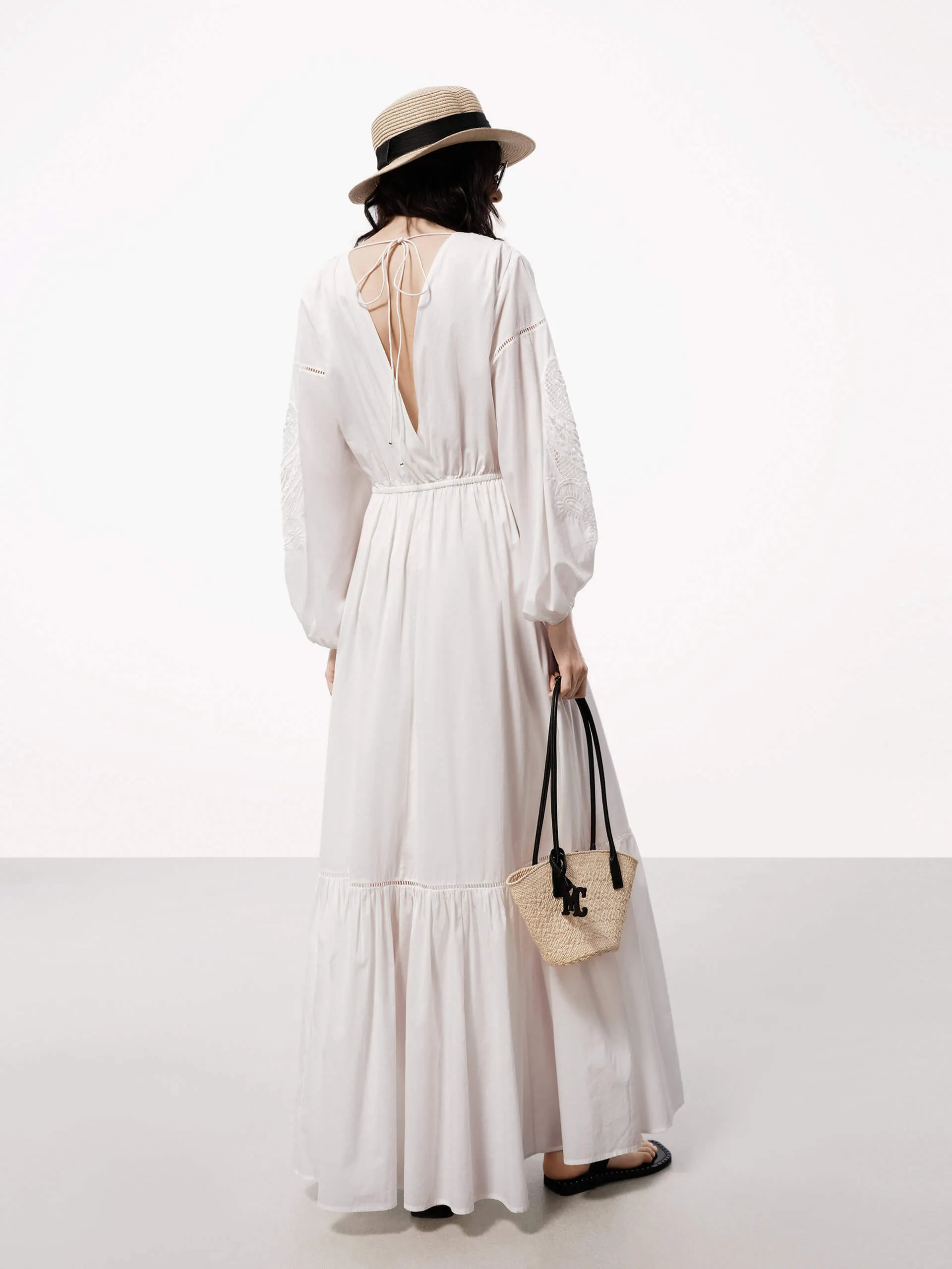 V-neck Cotton Maxi Dress