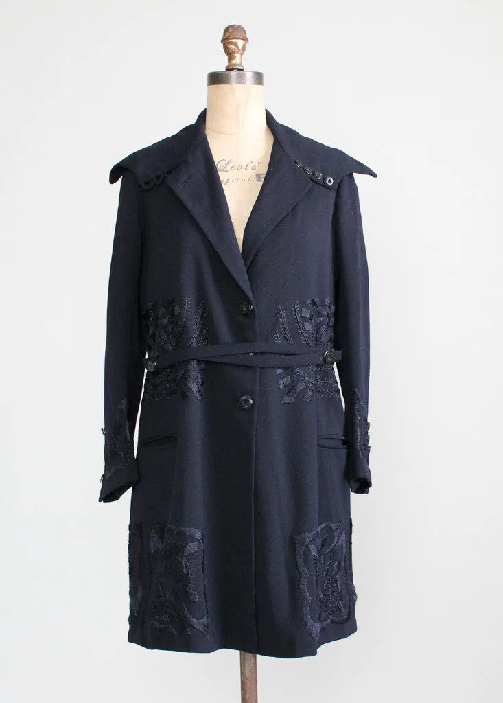 Vintage Early 1920s Navy Wool Walking Suit