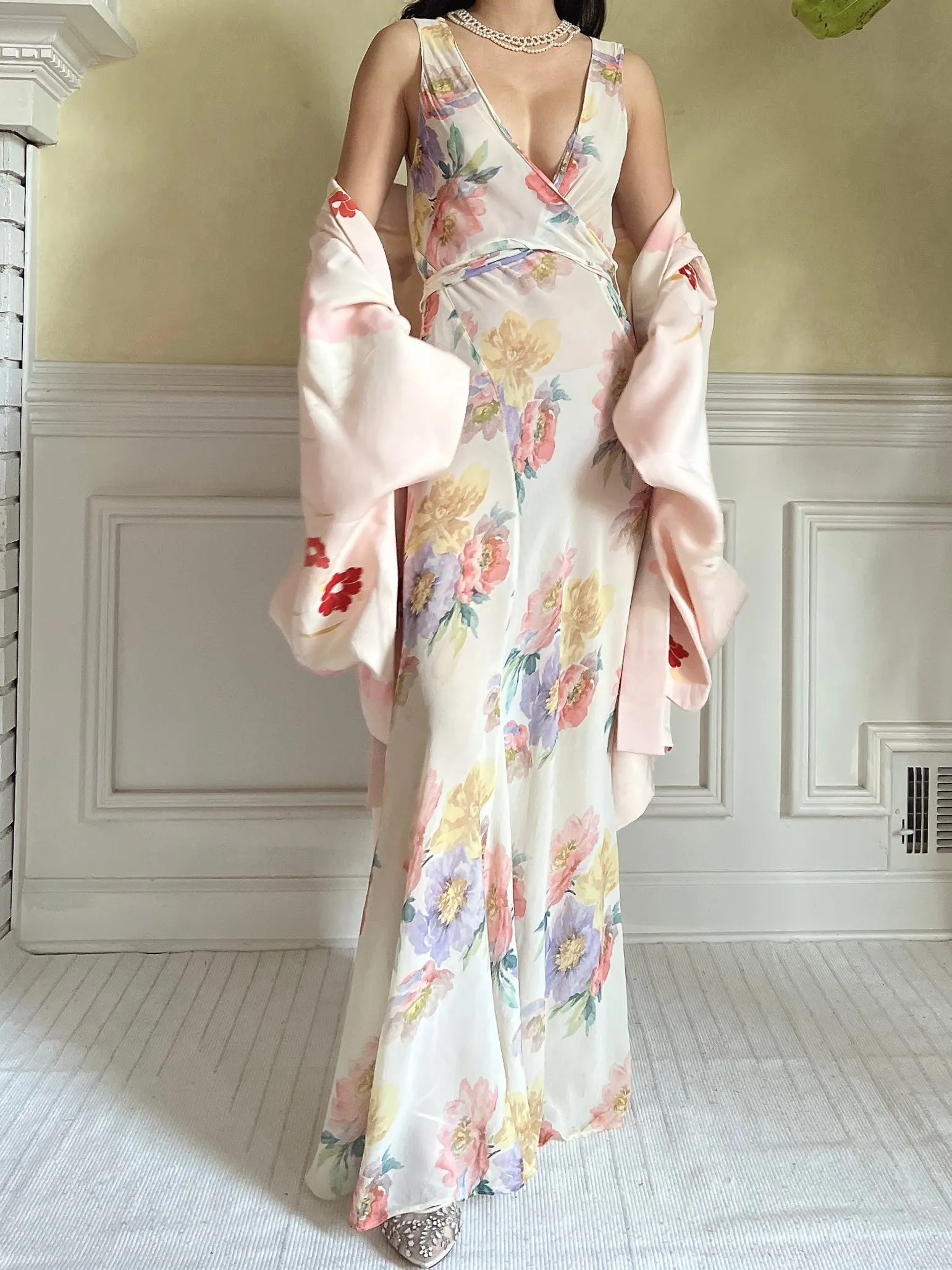 Vintage Pink Silk Kimono Jacket - OSFM