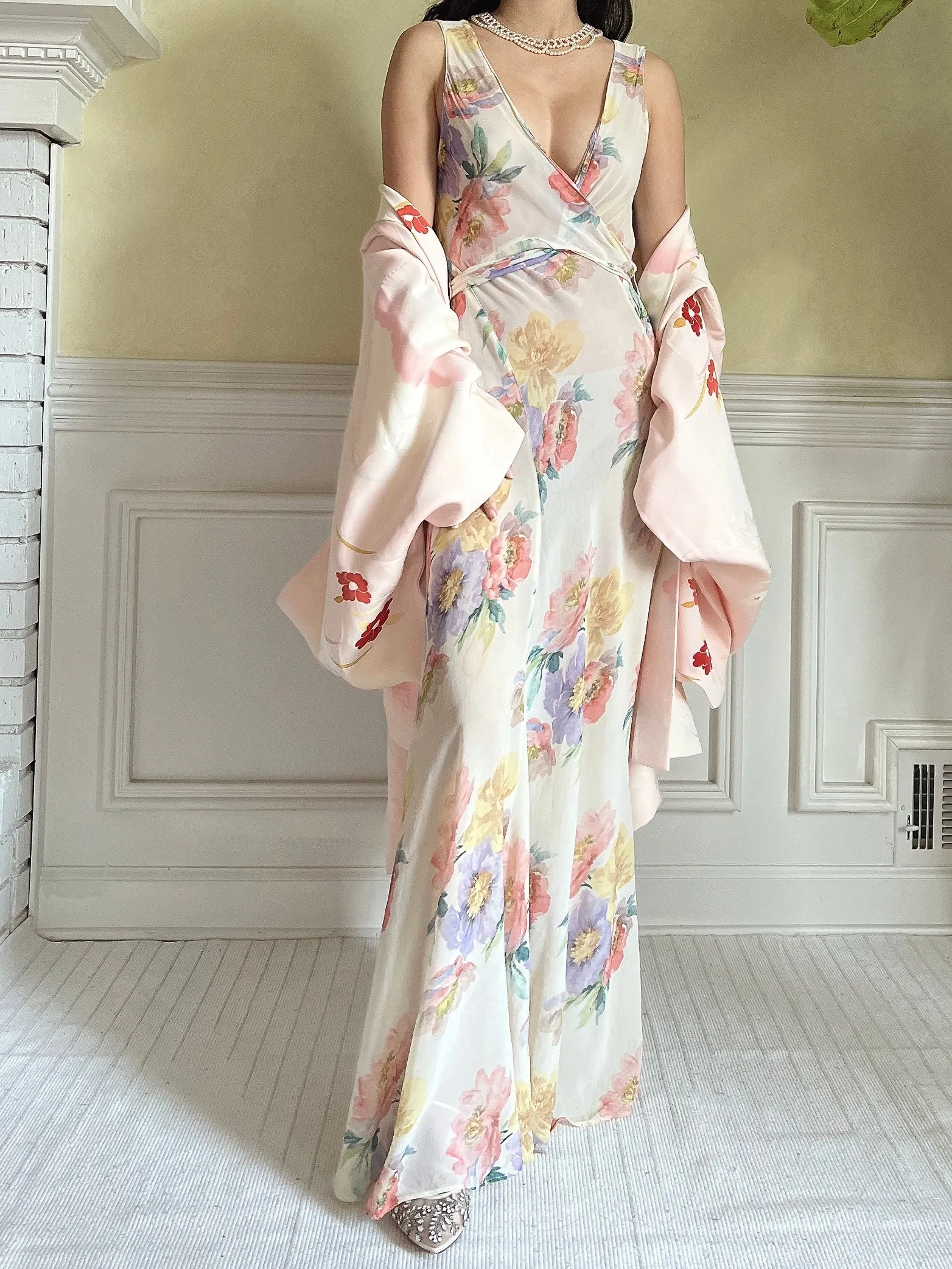 Vintage Pink Silk Kimono Jacket - OSFM