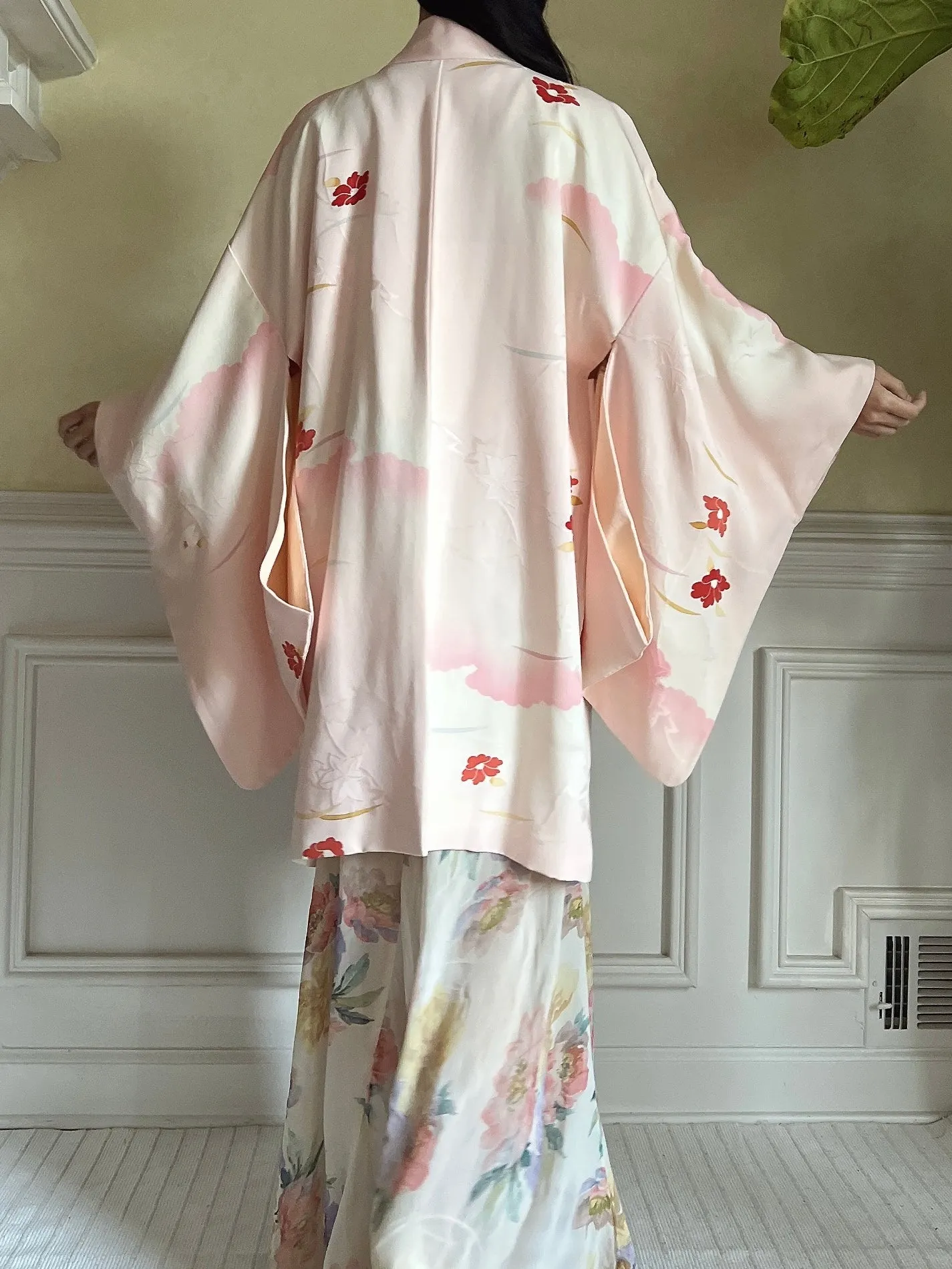 Vintage Pink Silk Kimono Jacket - OSFM