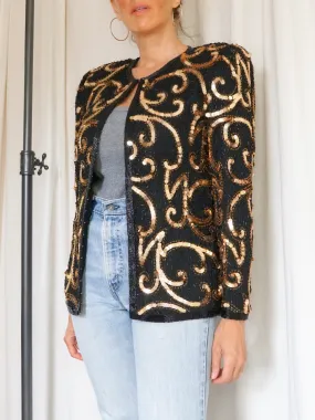 Vintage Silk Golden Sequin Jacket