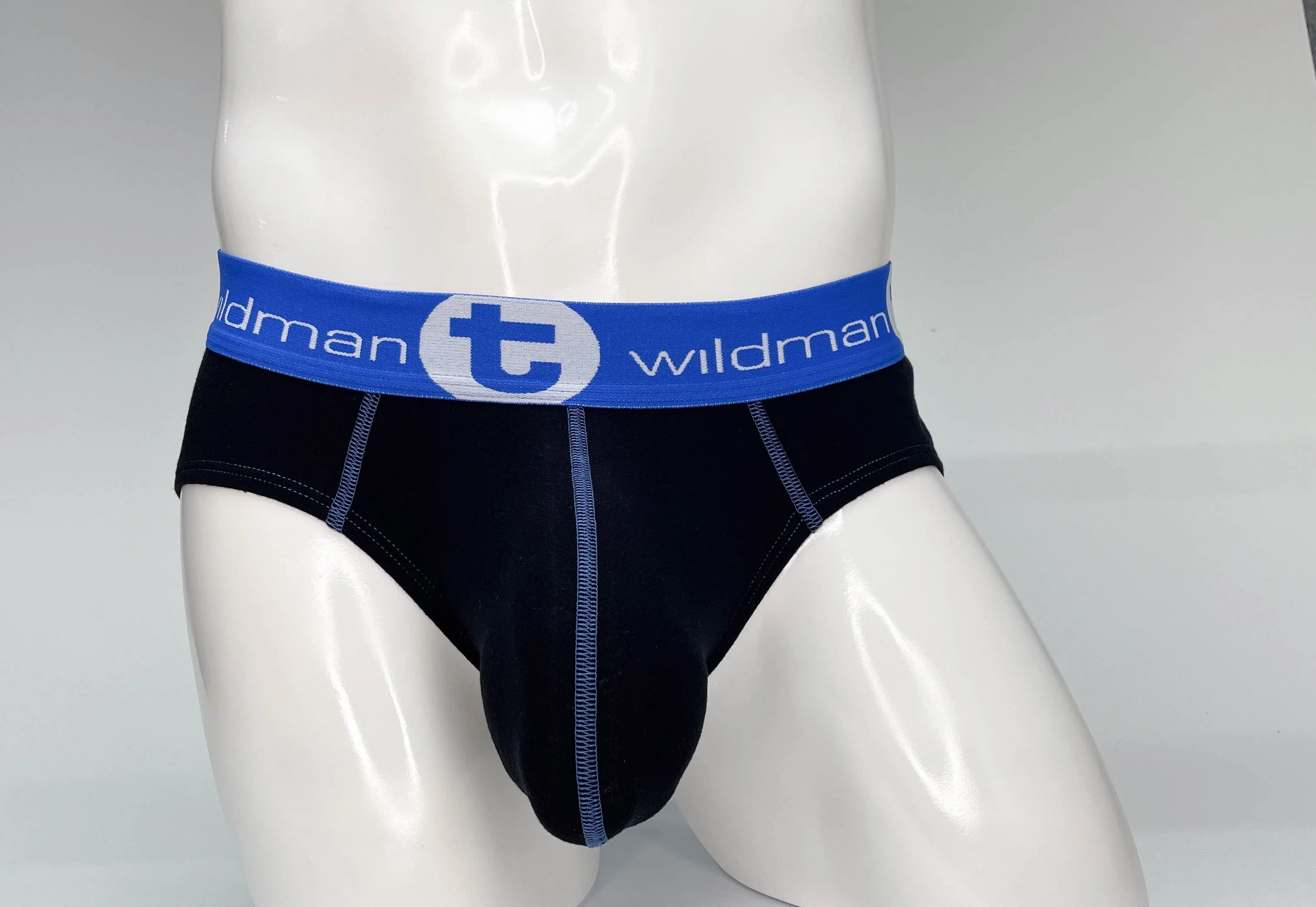 WildmanT Big Boy Pouch Cotton Brief Black and Blue