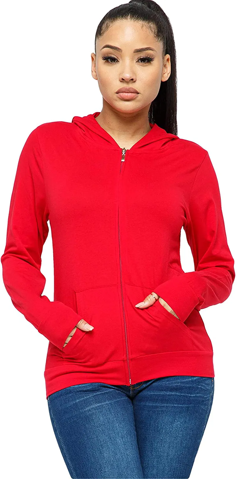 WINESTER & COMPANY Women's Hoodie - Casual Long Sleeve Full Zip Up Slim Fit Hooded Jacket Sweatshirt Workout Active Top