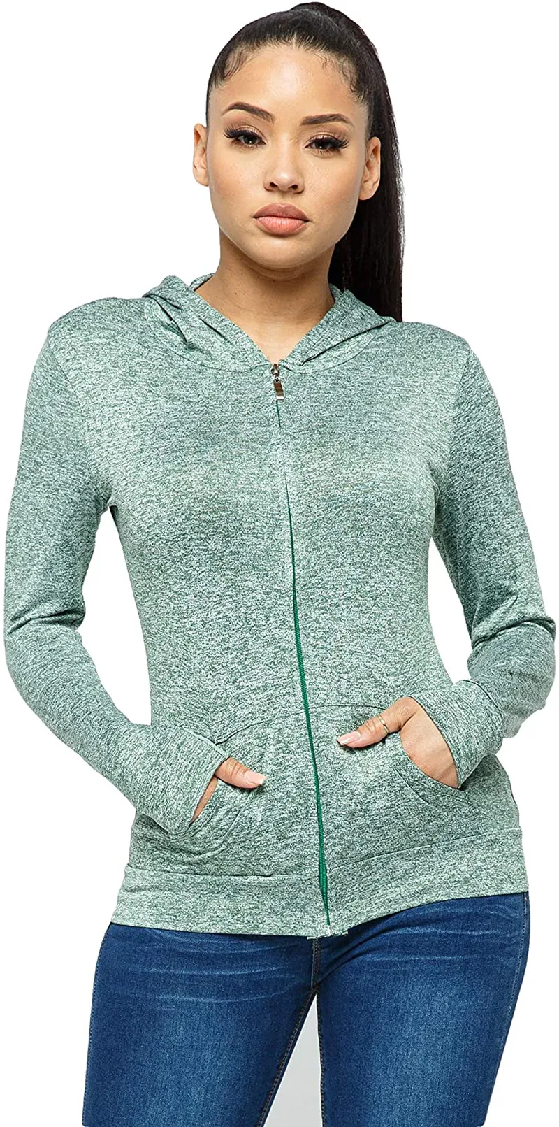 WINESTER & COMPANY Women's Hoodie - Casual Long Sleeve Full Zip Up Slim Fit Hooded Jacket Sweatshirt Workout Active Top