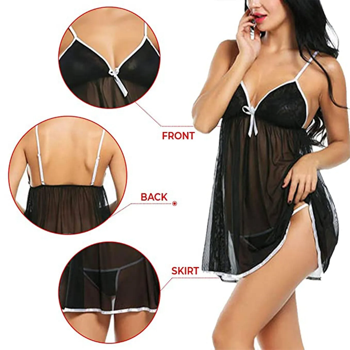 Women Lace Babydoll Lingerie Chemise Sleepwear