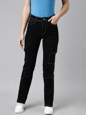 Women Straight Fit Denim Black Corgo Jean