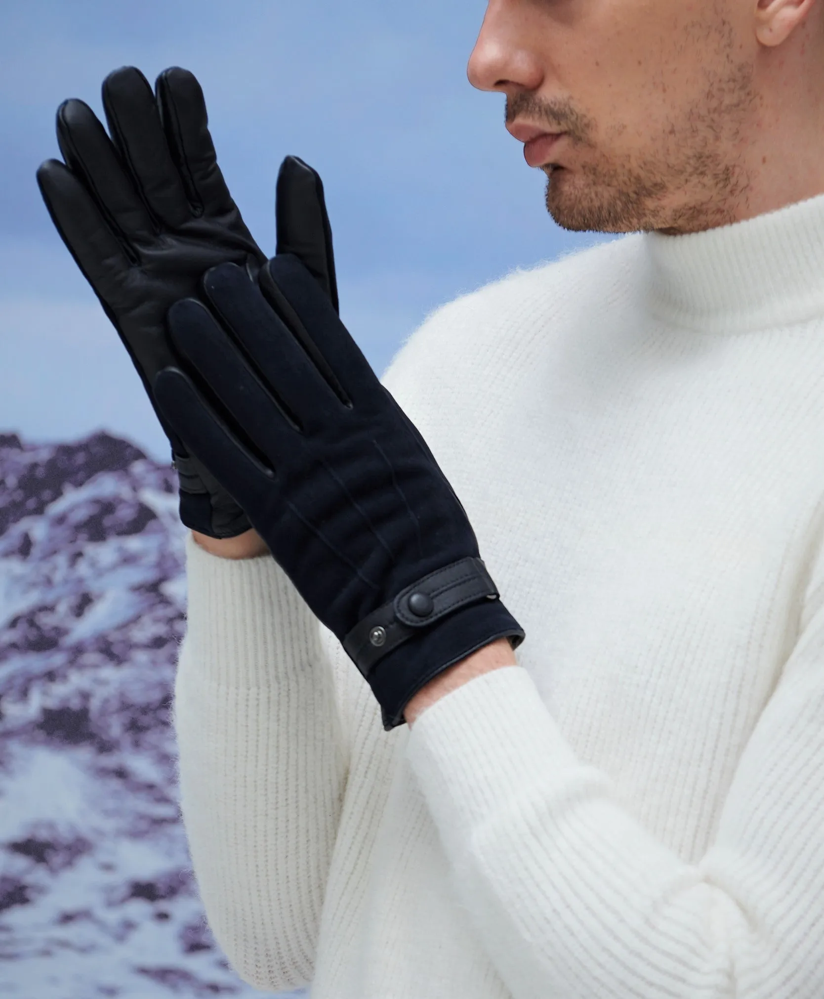 YISEVEN Men's Touchscreen Sheepskin  Leather Gloves