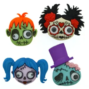 Zany Zombies Plastic Novelty Halloween Buttons