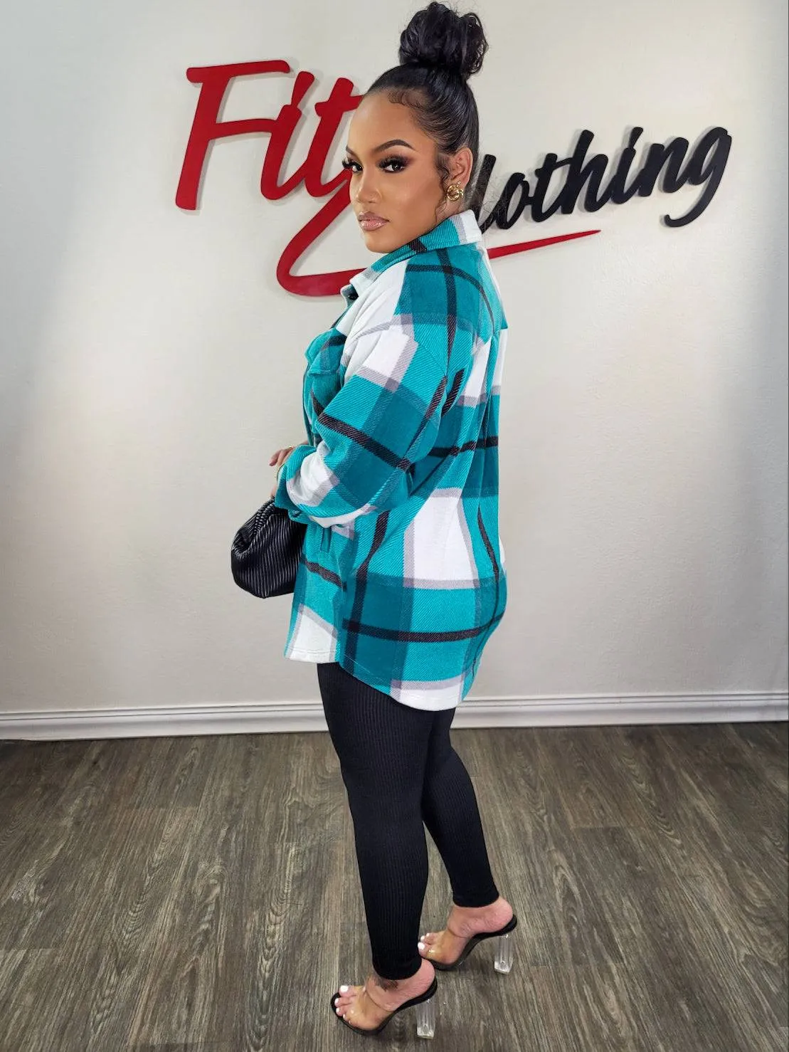 Zen Plaid Shacket (Aqua)